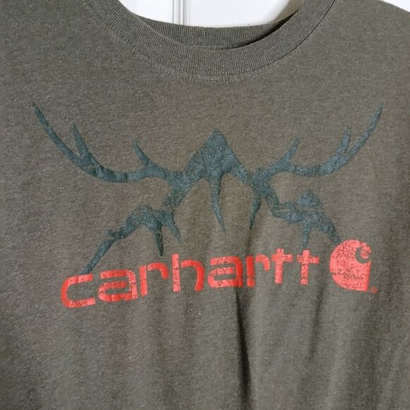 Carhartt Olive Green Long Sleeve Shirt Medium - Picture 2 of 7